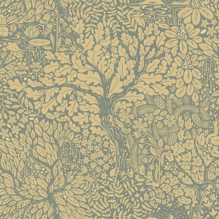 Manhattan Comfort Lisieux Olle Light Yellow Forest Sanctuary 33 ft L X 209 in W Wallpaper BR4080-83107